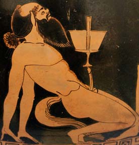 Drunk cavorting satyrs