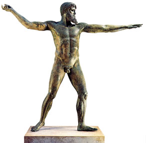 Poseidon throwing a spear
