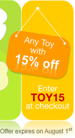 Any toy with 15% OFF. Enter "TOY15" at checkout.