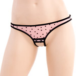 Heart mesh crotchless panty