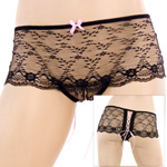 Lace up crotchless panty