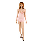 Bustless beaded babydoll set