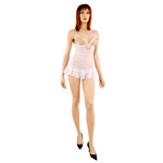 Bustless beaded babydoll set