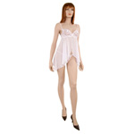 Embroidered elegance babydoll with thong