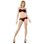 Flocked heart ruffle bra set