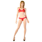 Ribbon trimmed ruffle halter set