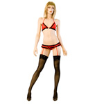 Pom pom bikini and gartered g-string