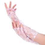 Elbow length fingerless gloves