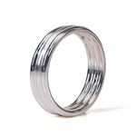 Silver ribbed cock ring
