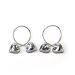 Silver heart loop nipple rings