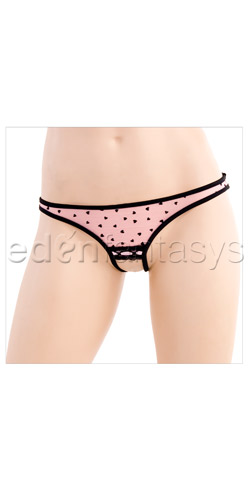 Heart mesh crotchless panty