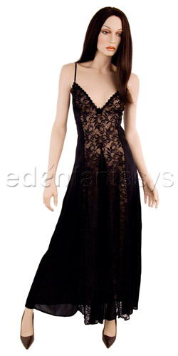 Black satin and lace gown