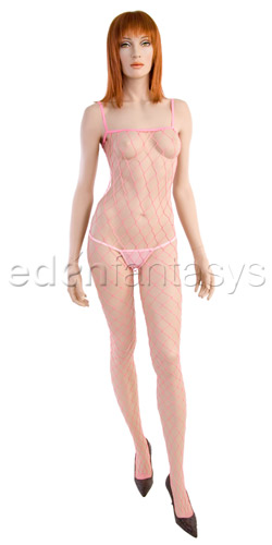 Pink fence net bodystocking