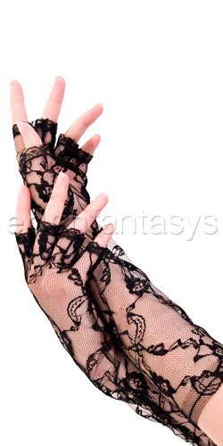 Elbow length fingerless gloves