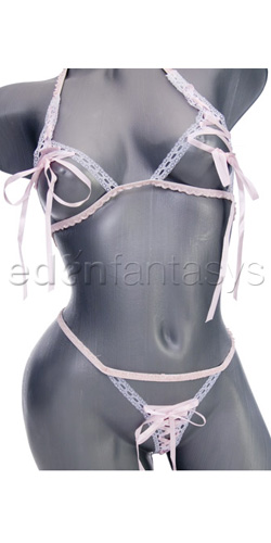 Erotique ribbon and lace bra set
