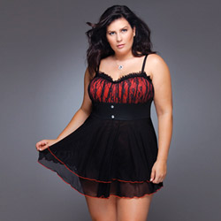 Babydoll and panty set - Red babydoll and g-string (1X/2X)
