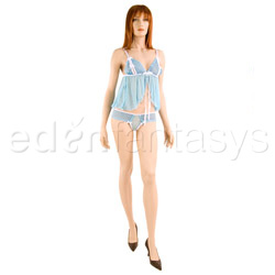Babydoll And Panty Set - Blue polka dot babydoll set