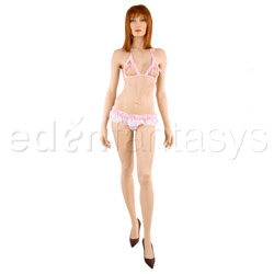 Bra And Skirted Panty Set - Sexy bustless bra with skirtini