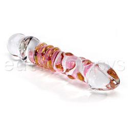 Glass dildo, Glass G-Spot Shaft - Gold spiral wrapped G-spot