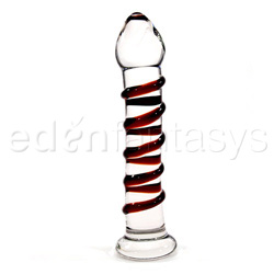 Glass dildo - Cherry dichro glass dildo with spiral ribs