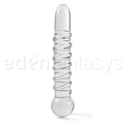 Glass Probe - Swirl rib glass dildo probe (Clear)