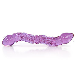 Glass G-Spot Shaft - Crystal cut S-curve double dong (Purple)