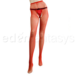 Crotchless pantyhose - Fishnet suspender pantyhose