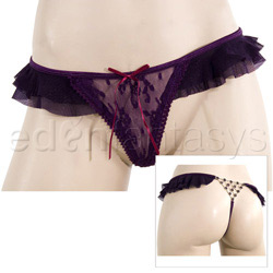 Sexy panty - Ruffle mesh panty with rhinestone net back (ML)