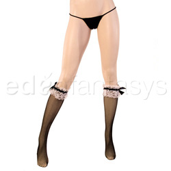 Fishnet knee highs with ruffle and bow