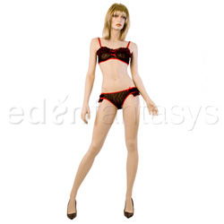 Bra And Panty Set Flocked heart ruffle bra set