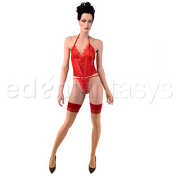 Peek A Boo Bustier And Panty Set - Peek a boo bustier