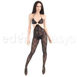 Crotchless bodystocking - Boudoir lace O-ring Bodystocking