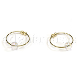 Nipple Jewelry - Crystal bead nipple ring (White / Gold)