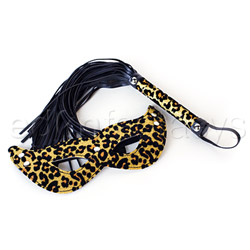 Bondage kit - Leopard eye mask and whip (Gold)