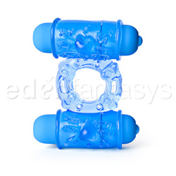 Cock ring, Penis ring - Double vibrating bullet ring (Blue)