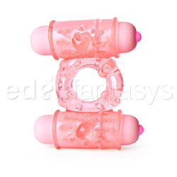 Cock ring, Penis ring - Double vibrating bullet ring (Beige)