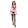 Bra And Gartered Skirtini Set - Pink bralette with flirtini (L)