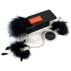 Sensual kit includes marabou feather handcuffs, tickler and edible body dust.