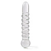Clear swirl rib glass dildo probe