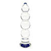 Non-porous glass dildo with the knobbed shaft and a blue colored head