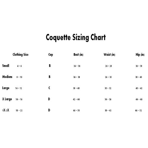 sizing CHART coquette